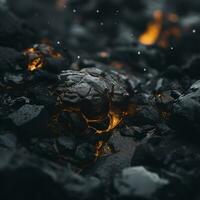an image of coal and fire on a black background generative ai photo