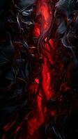 an image of black and red liquid flowing through a dark tunnel generative ai photo