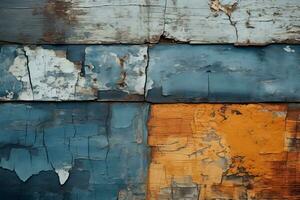 an image of an old painted wall with peeling paint generative ai photo