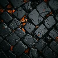 an image of black and orange stones on the ground generative ai photo