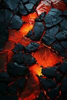 an image of lava and lava rocks on a black background generative ai photo