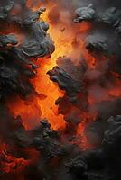 an image of lava and smoke coming out of the ground generative ai photo