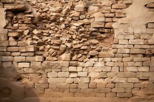 an old brick wall with a pile of bricks on it generative ai photo