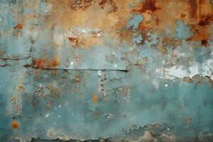 an old rusted metal wall with peeling paint generative ai photo