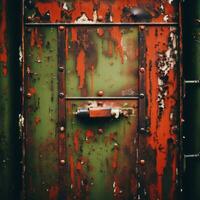 an old rusty door with paint on it generative ai photo