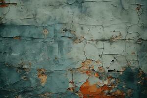 an old peeling paint wall with orange and blue paint generative ai photo