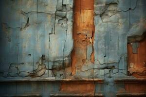 an old rusted wall with peeling paint generative ai photo