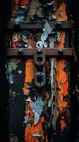 an old rusty door with peeling paint and peeling paint generative ai photo