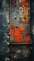 an old rusty door with peeling paint on it generative ai photo