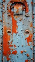 an old rusty door with paint peeling off of it generative ai photo