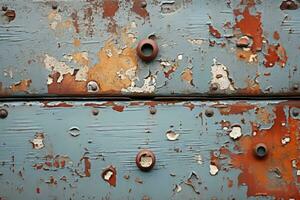 an old rusty door with peeling paint on it generative ai photo