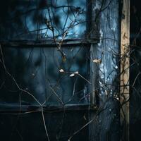 an old window with vines growing out of it generative ai photo