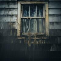 an old wooden house with a window and curtains generative ai photo