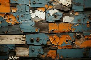 an old wooden wall with peeling paint and peeling paint generative ai photo