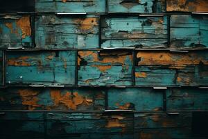 an old wooden wall with peeling paint and peeling paint generative ai photo