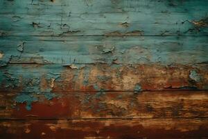un antiguo de madera pared con peladura pintar y peladura pintar generativo ai foto