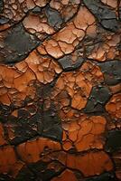 an orange and black cracked surface with cracks in it generative ai photo