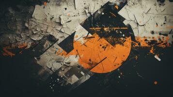 an orange and black background with some paint splattered on it generative ai photo