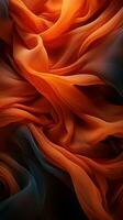 an orange and black background with a lot of fabric generative ai photo