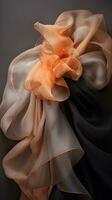 an orange and black dress with ruffles on it generative ai photo