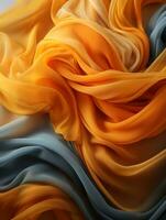 an orange and blue fabric with a white background generative ai photo