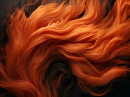 an orange and black background with long flowing hair generative ai photo