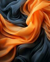 an orange and black silk fabric generative ai photo