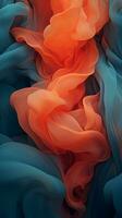 an orange and blue liquid flowing in the air generative ai photo