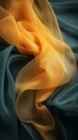 an orange and blue silk fabric is lying on top of a black background generative ai photo