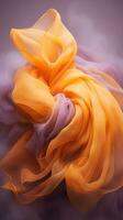 an orange and purple cloth is floating in the air generative ai photo