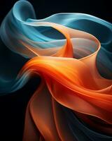 an orange and blue swirl on a black background generative ai photo