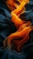 an orange and blue swirl of fabric on a black background generative ai photo