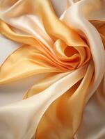 an orange and white satin fabric generative ai photo