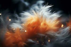 an orange and white feather on a black background generative ai photo