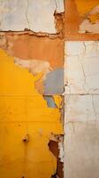 an orange and white wall with peeling paint generative ai photo