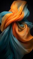 an orange blue and white fabric is blowing in the wind generative ai photo