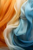 an orange blue and white colored fabric generative ai photo