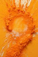 an orange liquid splashing on a white background generative ai photo