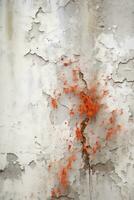 an orange paint splattered wall with peeling paint generative ai photo