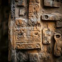 ancient carvings on the wall of a building generative ai photo