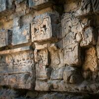 ancient carvings on the wall of a building generative ai photo