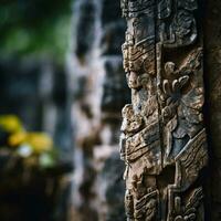 ancient carvings on the wall of a temple in cambodia generative ai photo