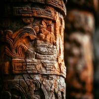 ancient carvings on the side of a pillar generative ai photo