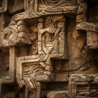 ancient carvings on the wall of a building generative ai photo