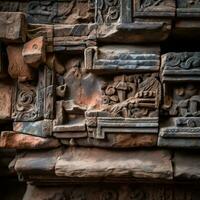 ancient carvings on the wall of an ancient temple generative ai photo