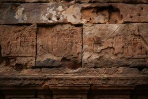 ancient carvings on the wall of an ancient building generative ai photo