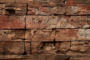ancient wall with carvings on it in the middle of the desert generative ai photo
