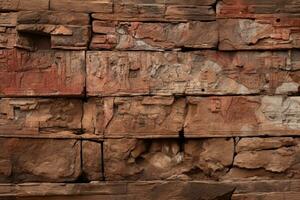 antiguo pared con tallas en eso en el medio de el Desierto generativo ai foto