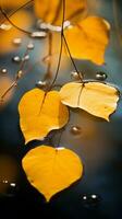 aspen leaves on the water generative ai photo