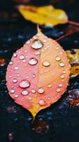 autumn leaf with water droplets generative ai photo
